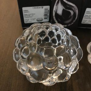Orrefors Hallon Raspberry Crystal Votive Holder